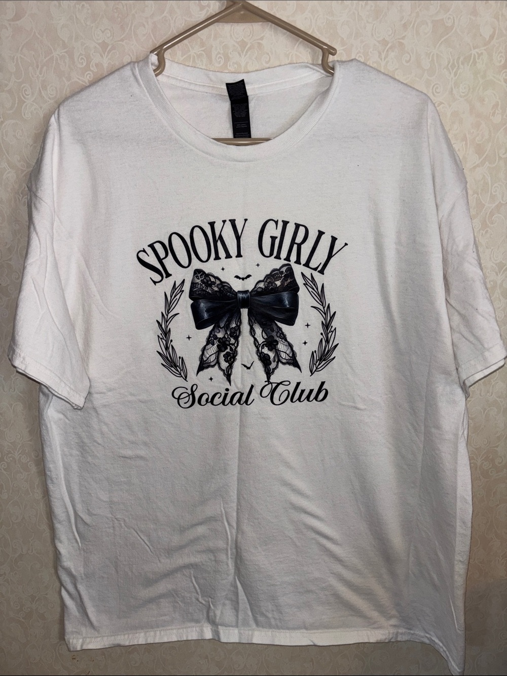 Gildan White Spooky Girly Social Club Graphic Tee